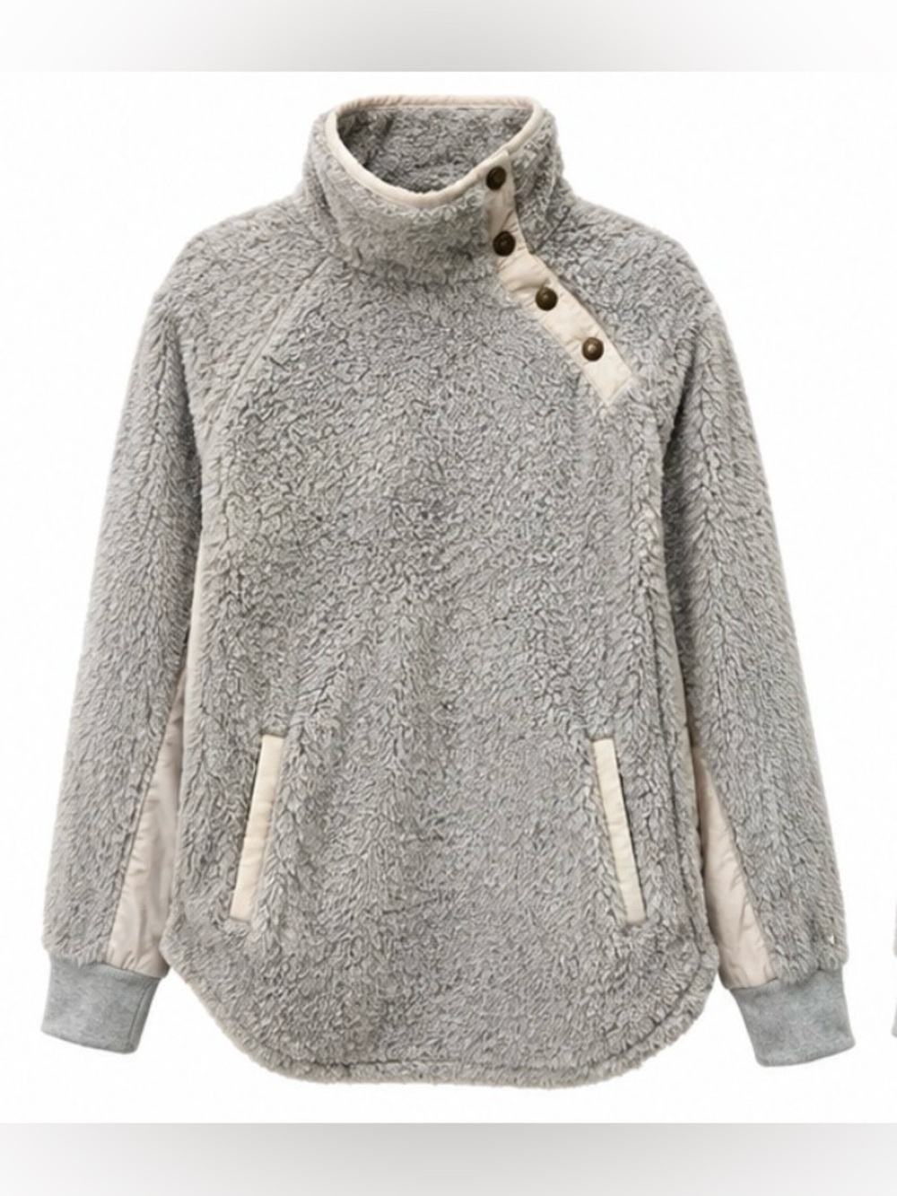Southern Tide Sherpa Fleece Snap Pullover Jacket Blue Gray Size Large